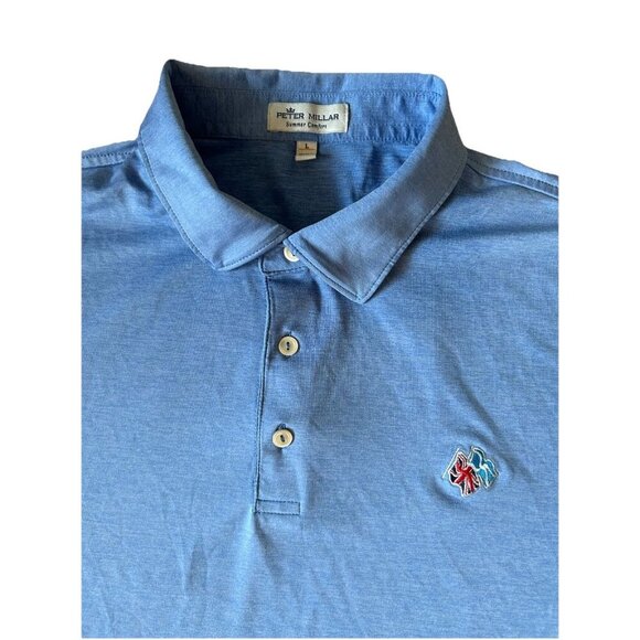 Peter Millar Summer Comfort Golf Polo Shirt Men's Size Large Blue UK & Scottish - Picture 5 of 7
